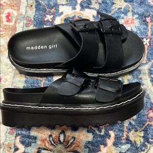 Madden Girl Black Platform Sandals with Thick Straps